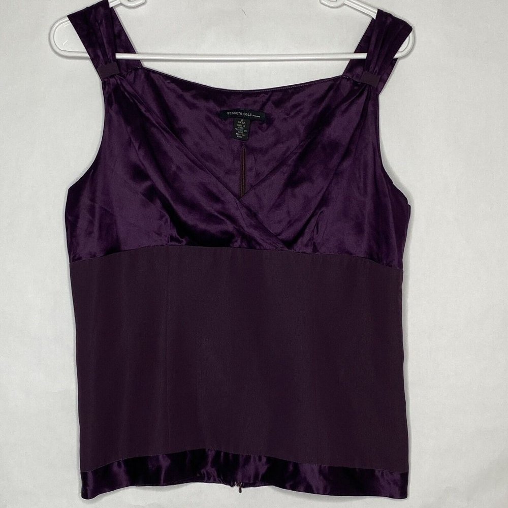 Kenneth Cole Top Women 8 Purple Sleeveless Satin Top
